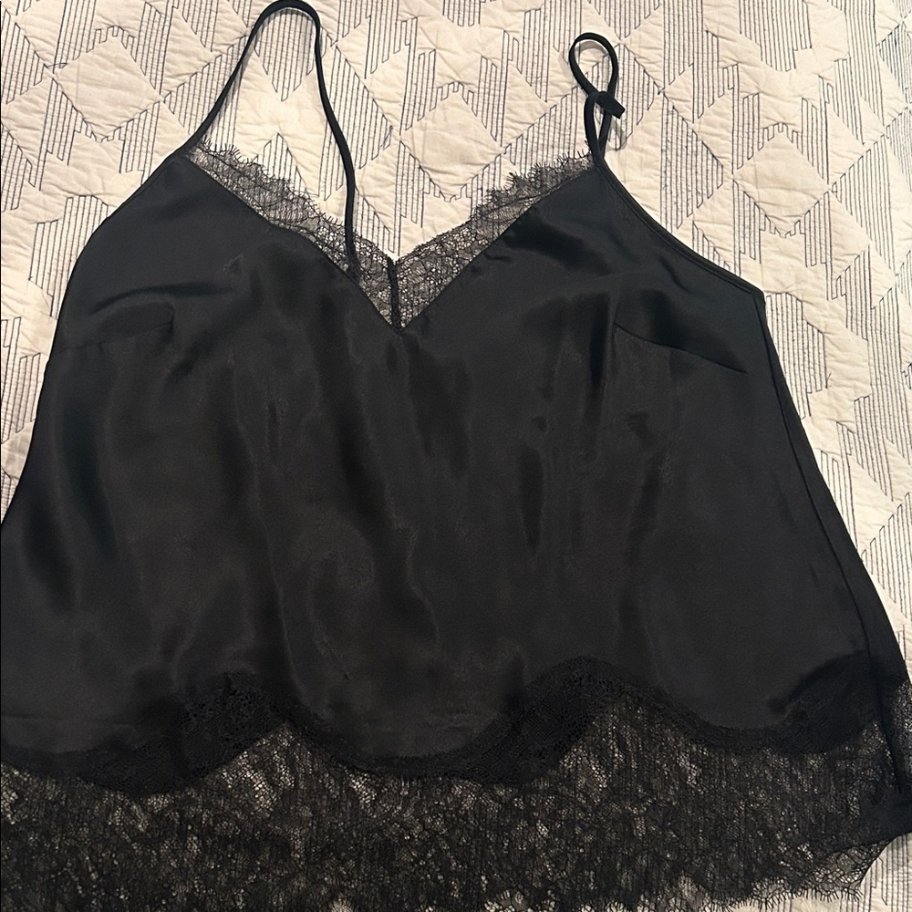 Black Lace Trim Cami Top&bottom